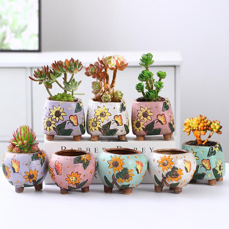 한국 스타일 해바라기 패턴 다육 식물 냄비 구멍이있는  - Gardening Tools Cute 리뷰 및 가격