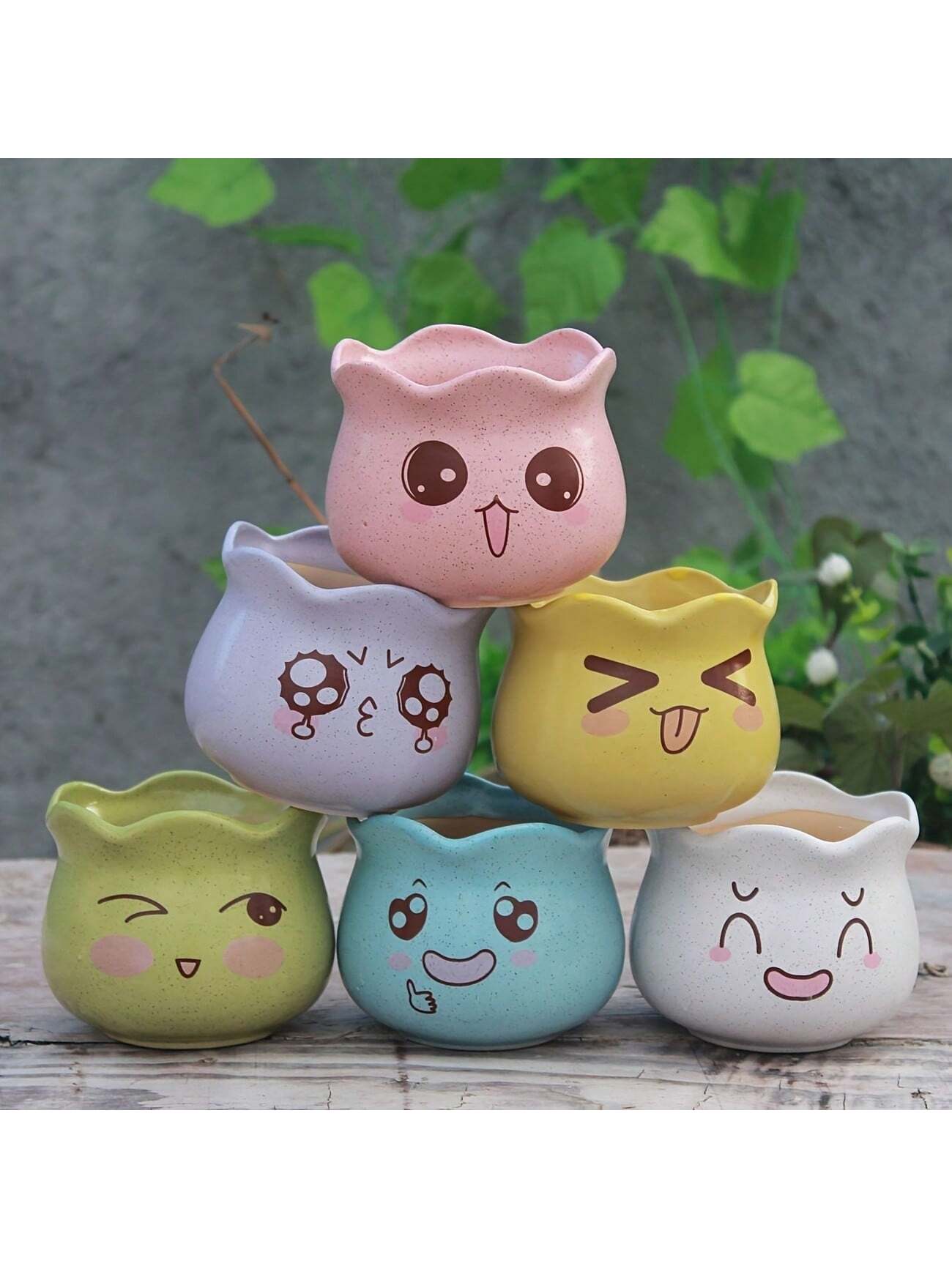6개/세트 만화 귀여운 세라믹 화분, 배수구 기능이 있 - Gardening Tools Cute 리뷰 및 가격
