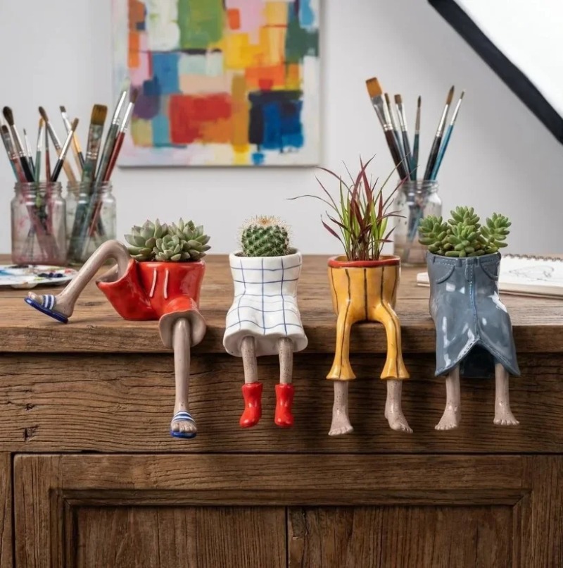 레진 소재의 다리 모양 화분, 귀여운 스커트 바지 모양 - Gardening Tools Cute 리뷰 및 가격