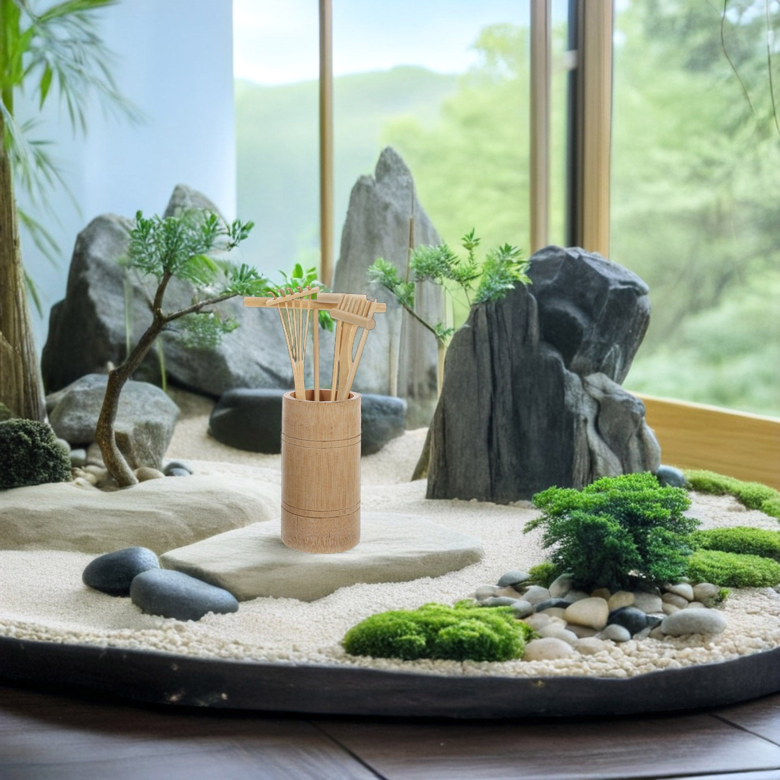 일본식 젠 가든 레이크 세트 1세트, 대나무 미니 모래 - Gardening Tools And Accessories 리뷰 및 가격