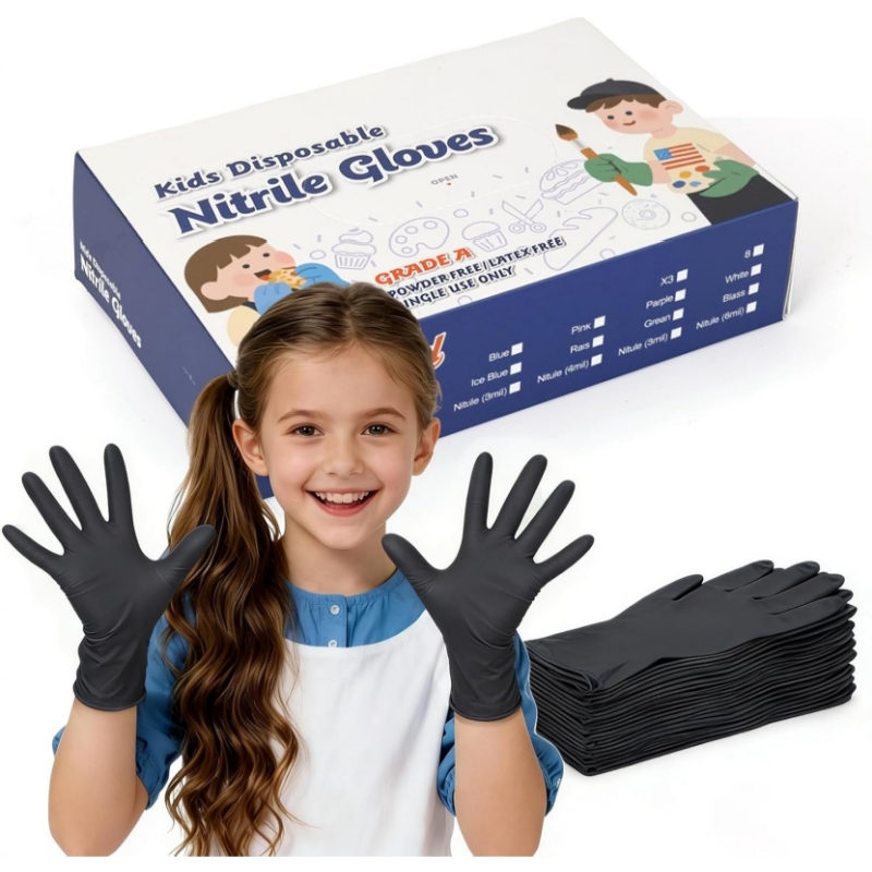 어린이용 검정색 니트릴 일회용 장갑 4-12세용 3.5 - Gardening Tools Gloves 리뷰 및 가격
