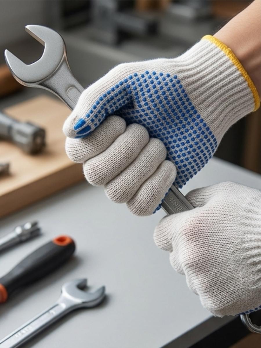 1/10쌍 미끄럼 방지 도트 그립이 있는 면 작업 장갑 - Gardening Tools Gloves 리뷰 및 가격
